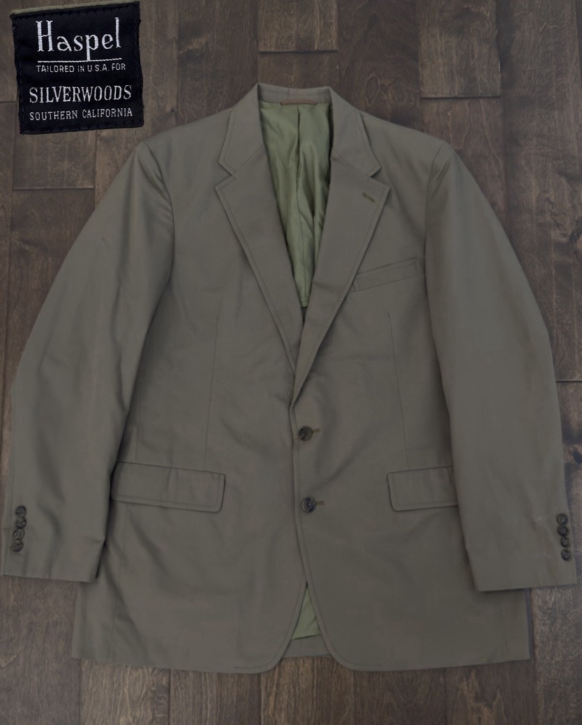 Haspel Mens Blazer Size 42L Tan Beige Suit Jacket 2-Button Single Breasted
