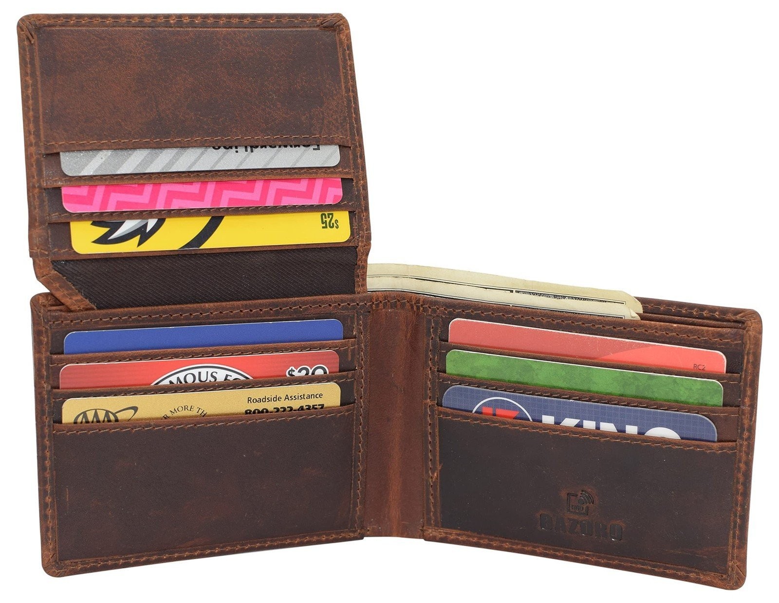 CAZORO Wallet for Mens Vintage Leather RFID Blocking Classic Bifold Wallet…