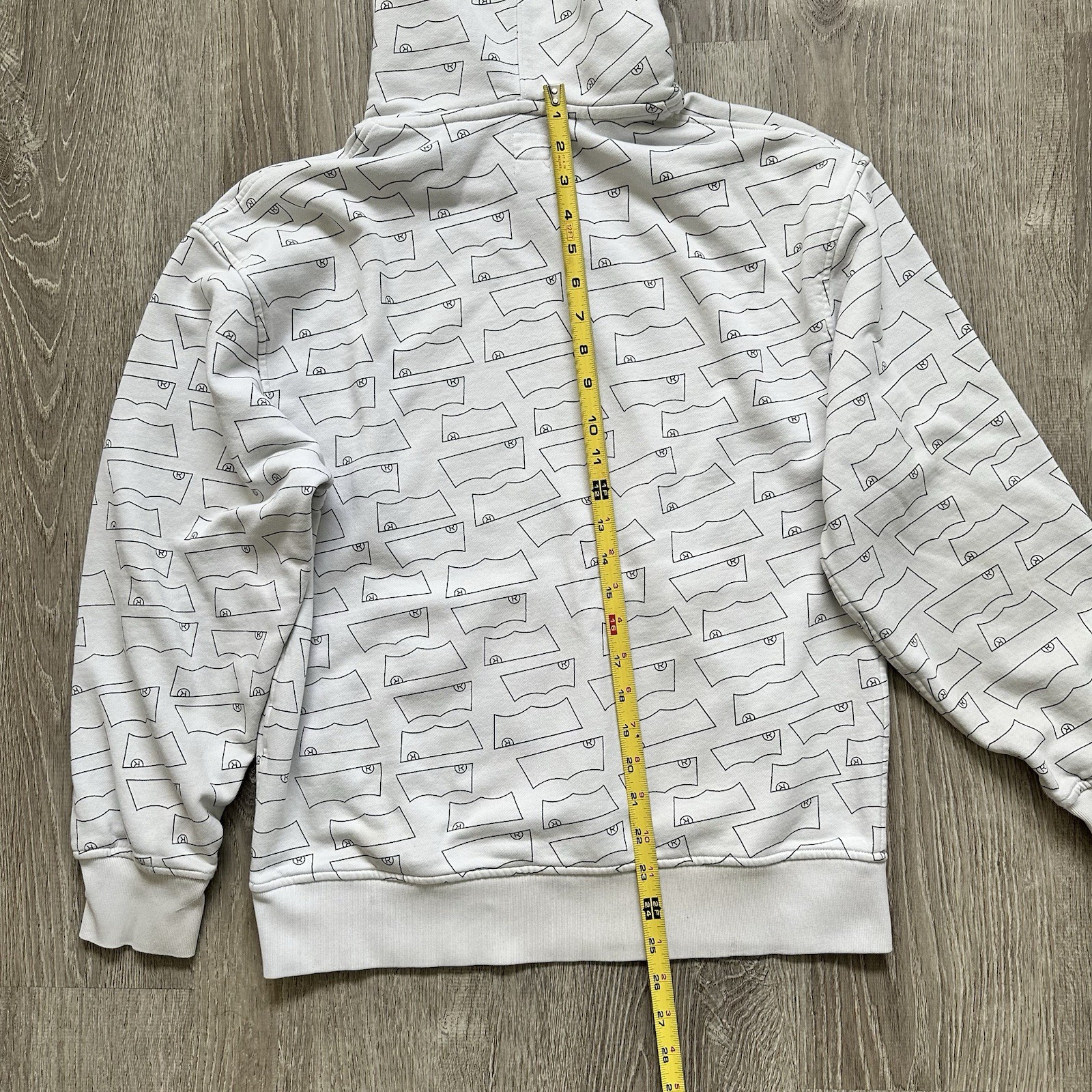 Levi’s Batwing Logo Relaxed Fit Pullover Fleece Hoodie Sweatshirt White Mens S