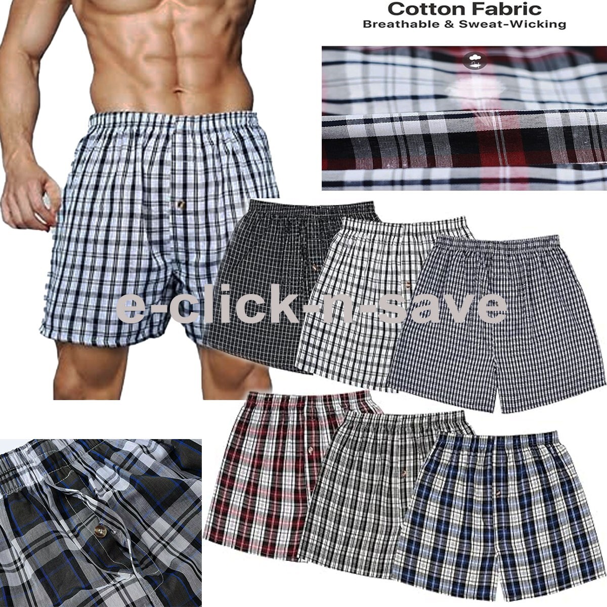 12 PACK Men Plaid Boxer Shorts Underwear Trunk Plaid Checker Cotton boxer briefs