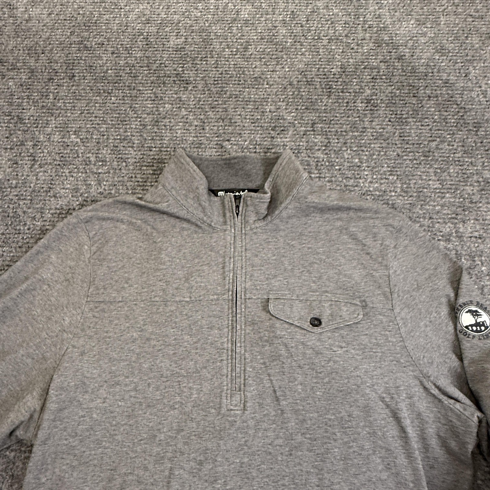 Travis Mathew Pullover Mens XL Gray Pebble Beach Golf Quarter Zip Performance