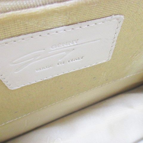 GENNY Leather Shoulder Bag White AB 17cm x 8.3in Crossbody Women’s