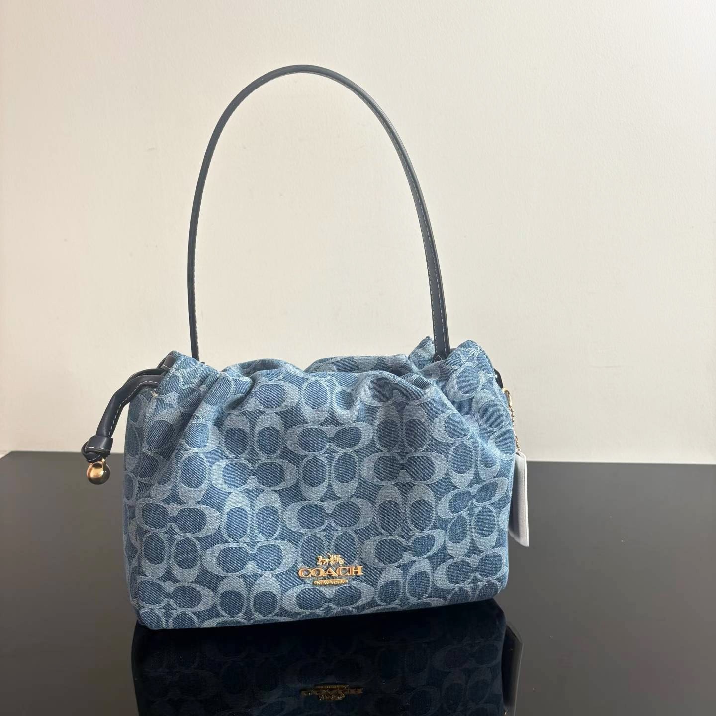COACH Faye Drawstring Bag In Signature Denim Blue CDB94 F/S JP [DDP]