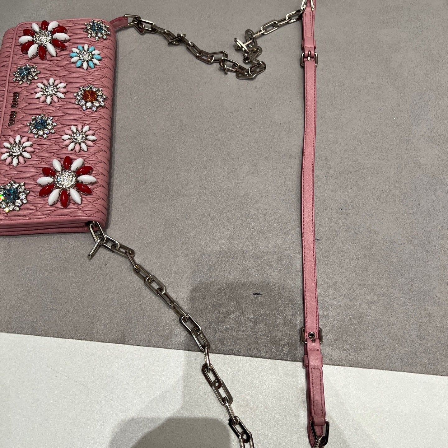 Miu Miu Matelasse WOC Normal Sakura Pink Ruched Lambskin Multiway Bag US Ship
