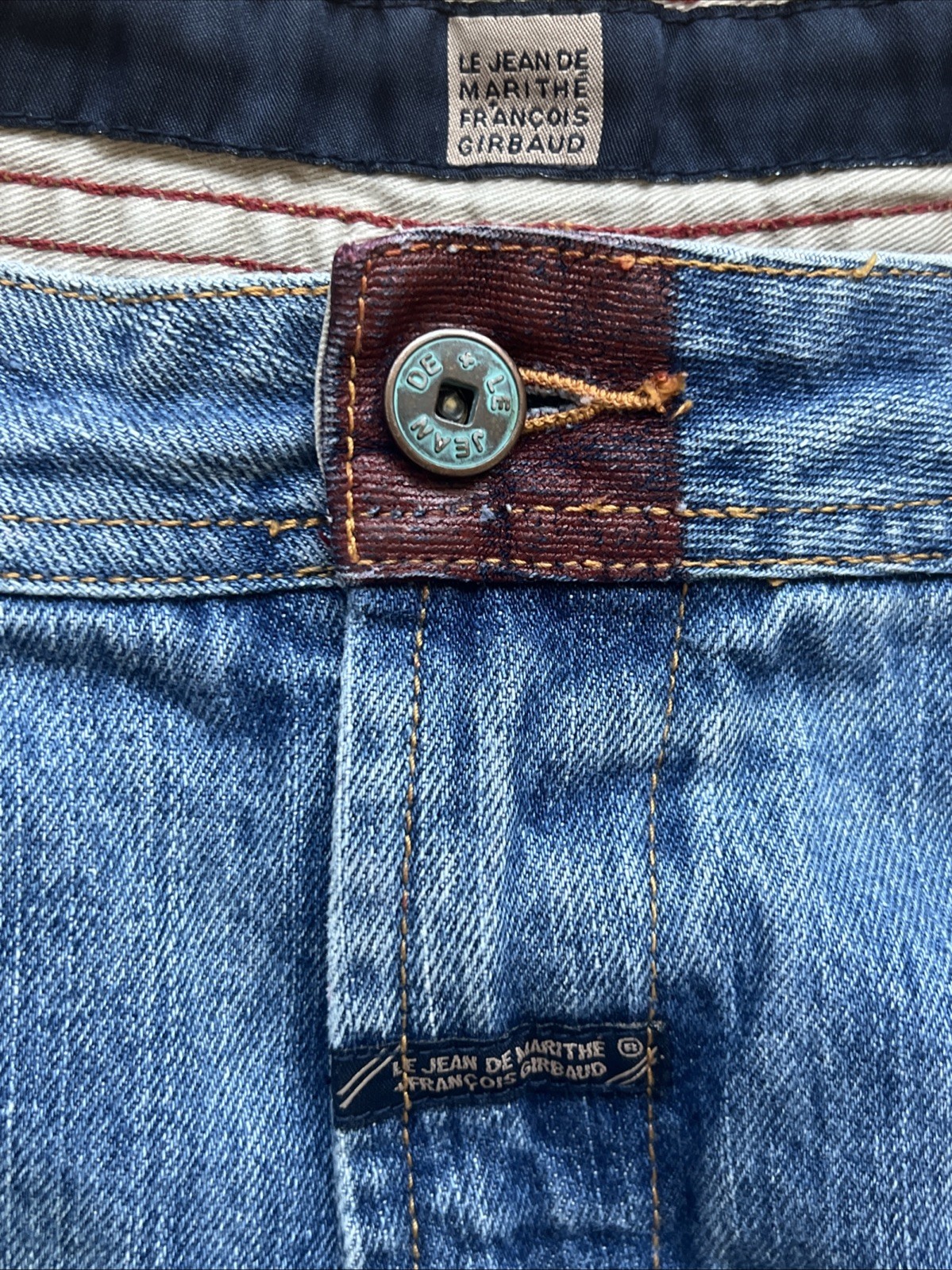 Vintage Marithé François Girbaud “Le Jean De” Embroidered Denim Shorts Size 40