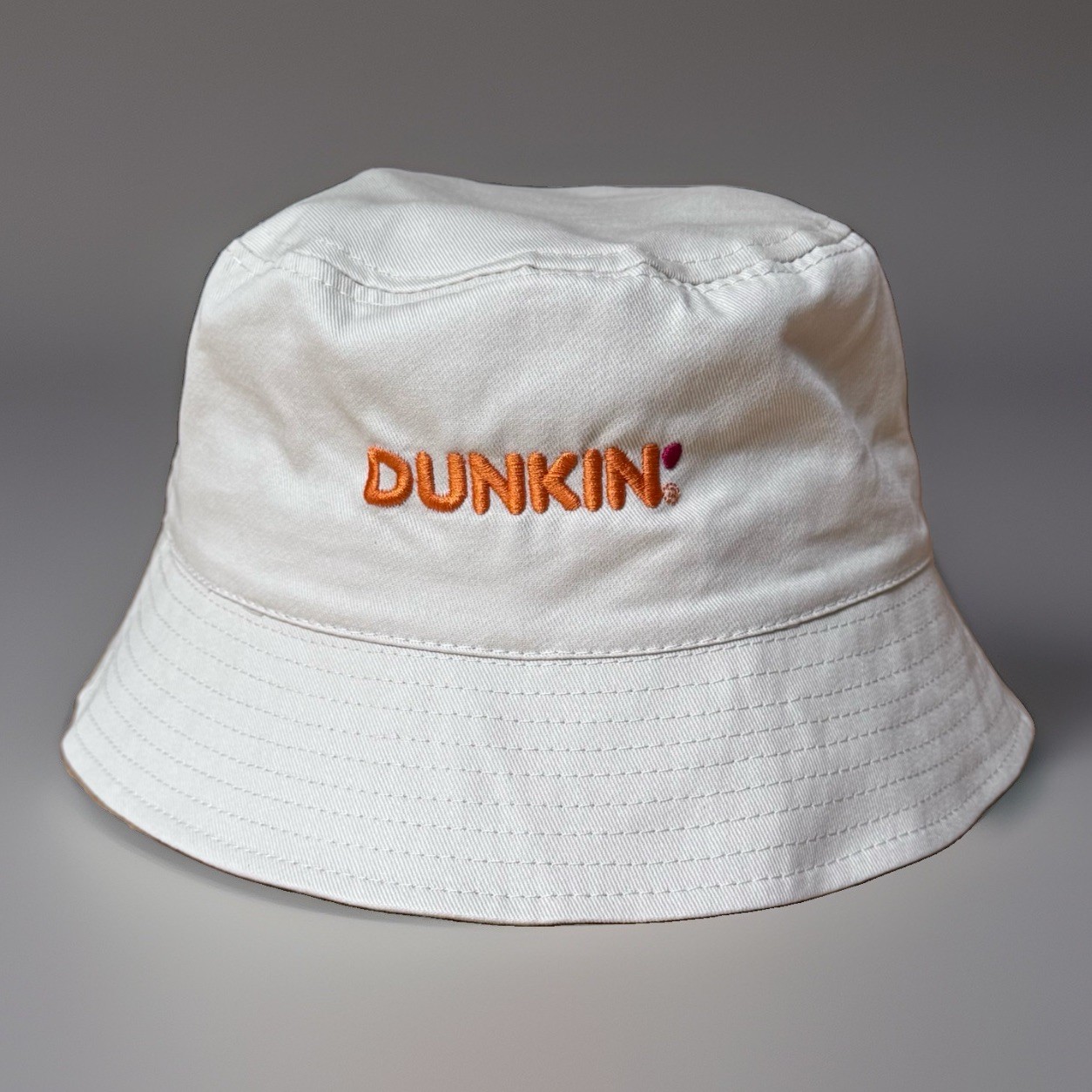 2026 DUNKIN DONUTS TWILL BEIGE BUCKET HAT ICED COFFEE DONUT EMBROIDERED UNISEX