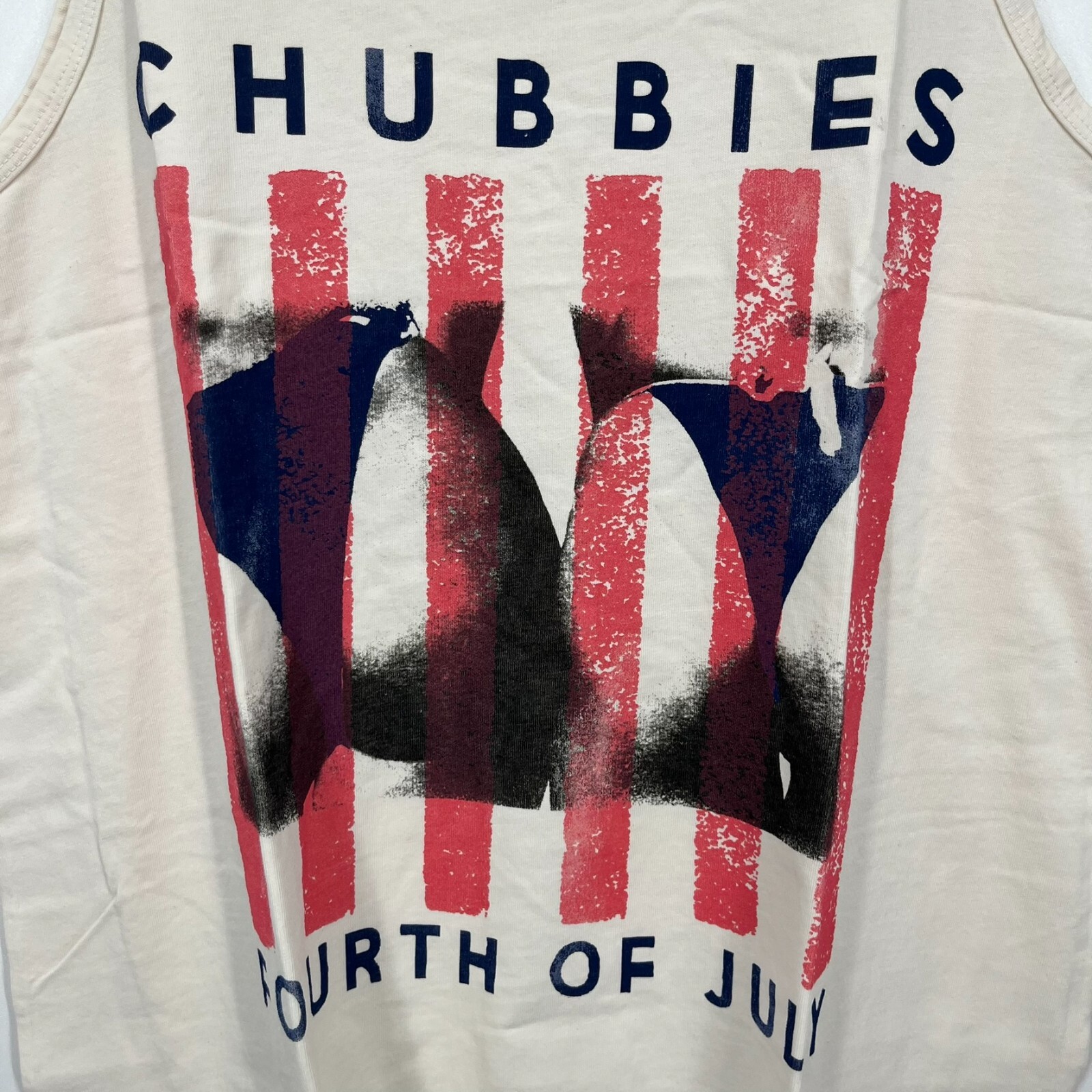 Chubbies Tank Top Men’s Size L White Cream Fourth of July 4th USA Cotton New NWT