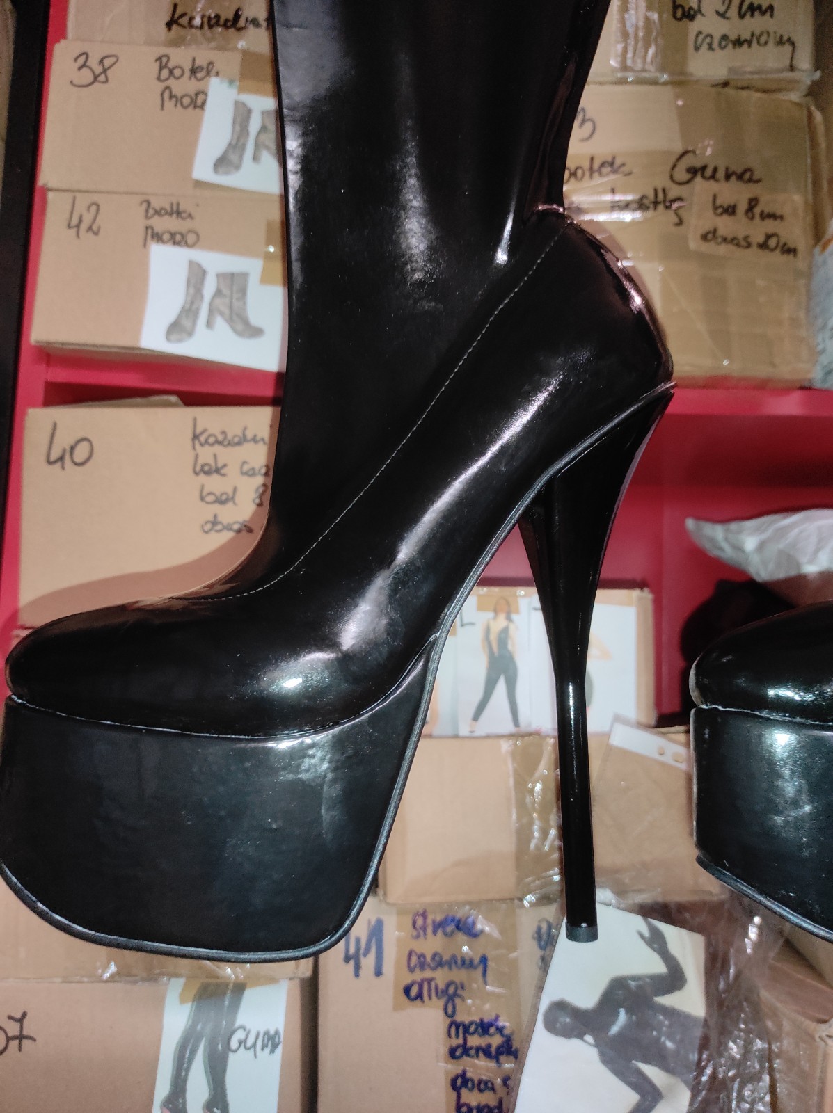 Rubber boots over the knee heel 20 cm platform 8 cm 37 38 39 40 41 42 43 44 45 46 47