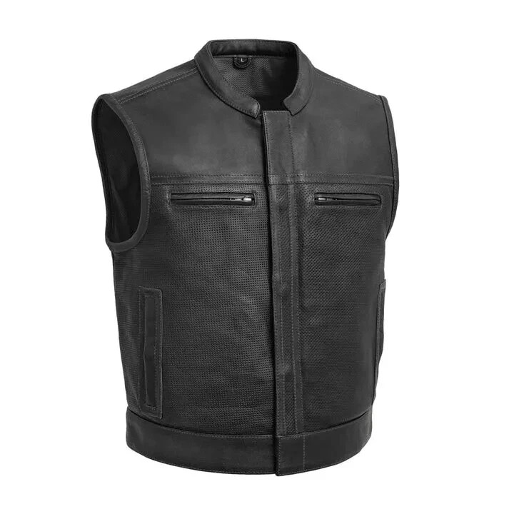 Motorcycle Lowrider Men’s Motorcycle Perforated cow Leather Style Vest