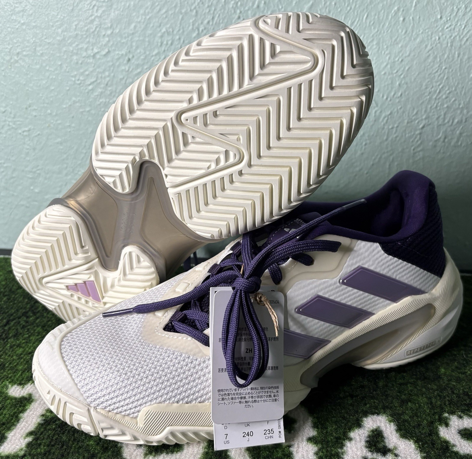 US Women’s 7/Men’s 6 – Adidas Barricade 13 “White Powder Plum” JR7814, NWT