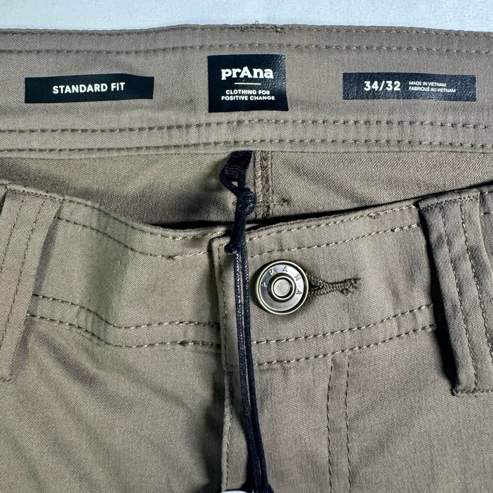 Prana Brion Pant Men’s 34 X 32 In Mud Straight Leg Stretch