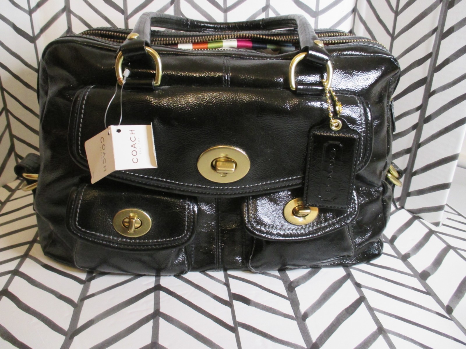 Coach Vintage Black Patent Peyton Handbag – New w/Tags Mint Vintage Condition