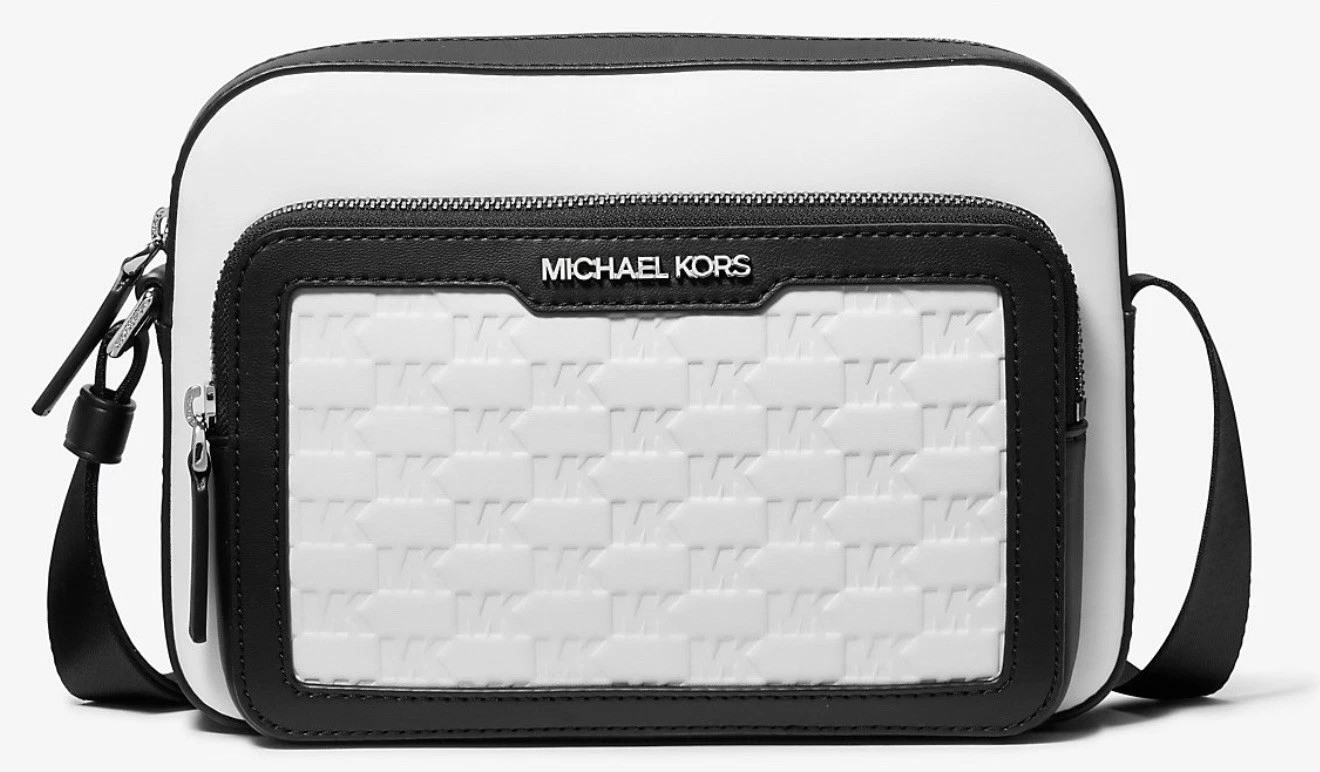 Michael Kors Cooper Logo Embossed Crossbody Flight Bag White