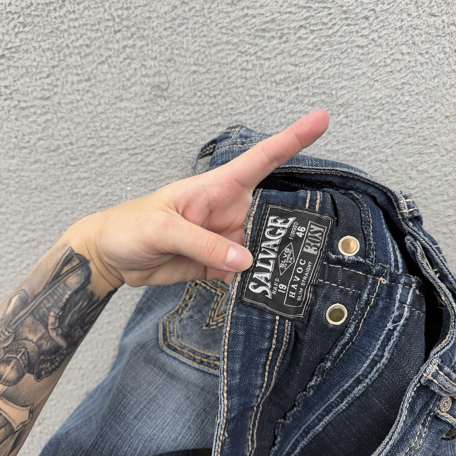 BKE Salvage Jeans Havoc Straight Mens Size 30s Blue Biker Grunge Y2K Style