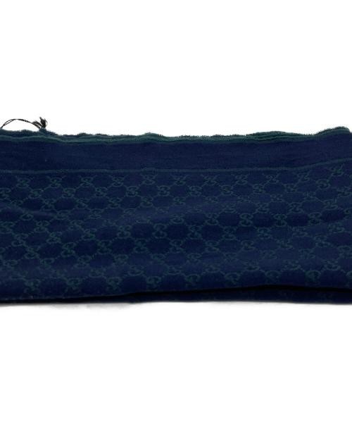 GUCCI wool stole Navy×Green 473553 4G200