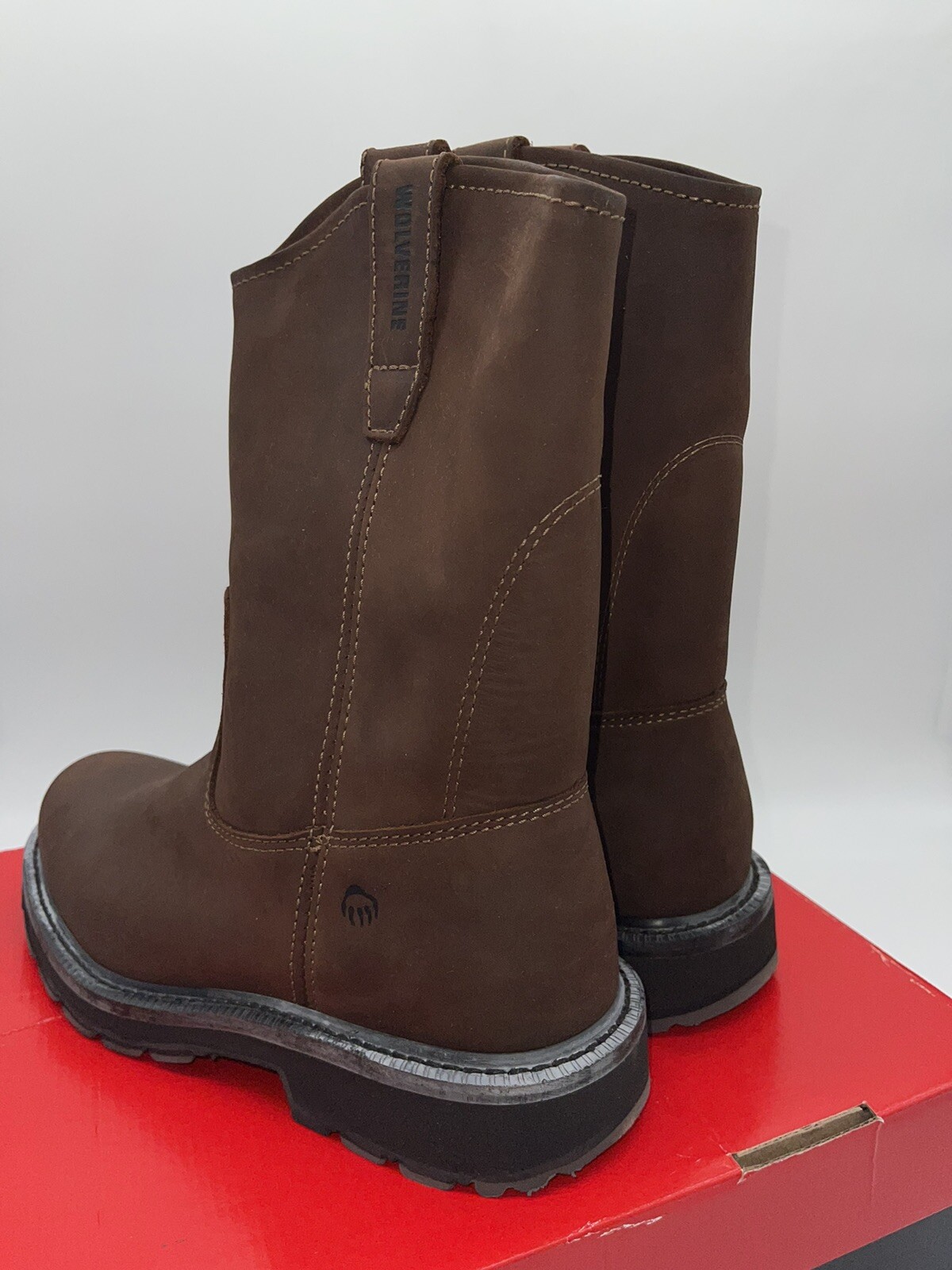 Wolverine Wellington W04727 Men’s Brown Leather Slip On Work Boots Size 10