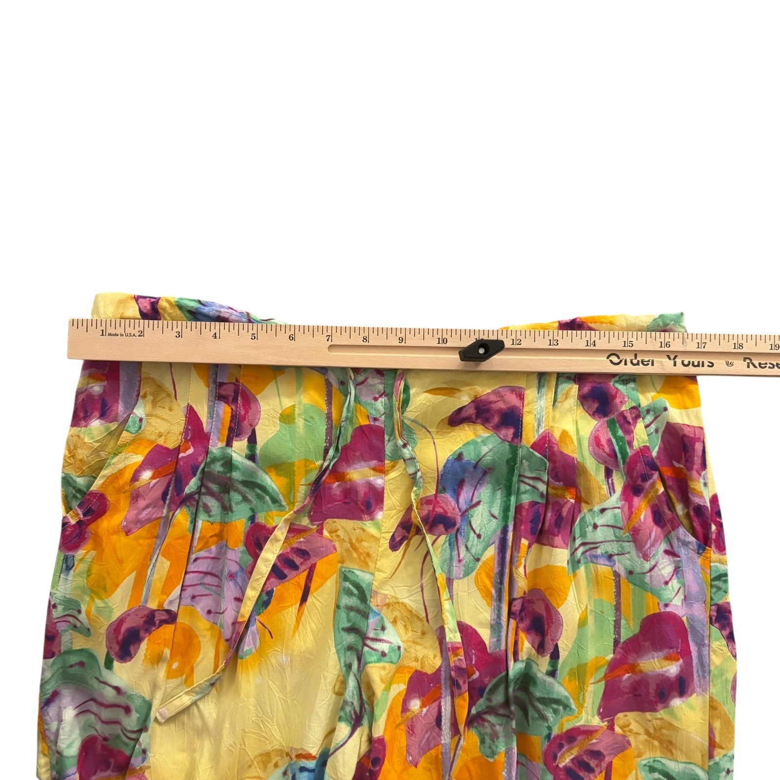 Jams World Pants XS Floating Garden Bright Colorful Rayon Drawstring Cinch Waist