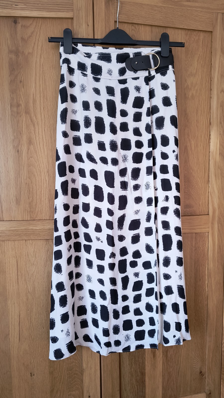 NEW MASSIMO DUTTI TWO TONE PRINT WRAP SKIRT, ROYAL, UK8/ EU36/ US4