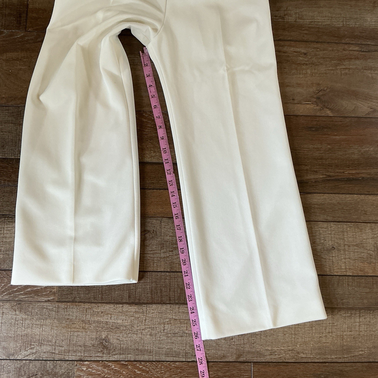 70s VINTAGE Dalton Trevira 100% Polyester Cream Wide Leg Pants Size 12 #7E4
