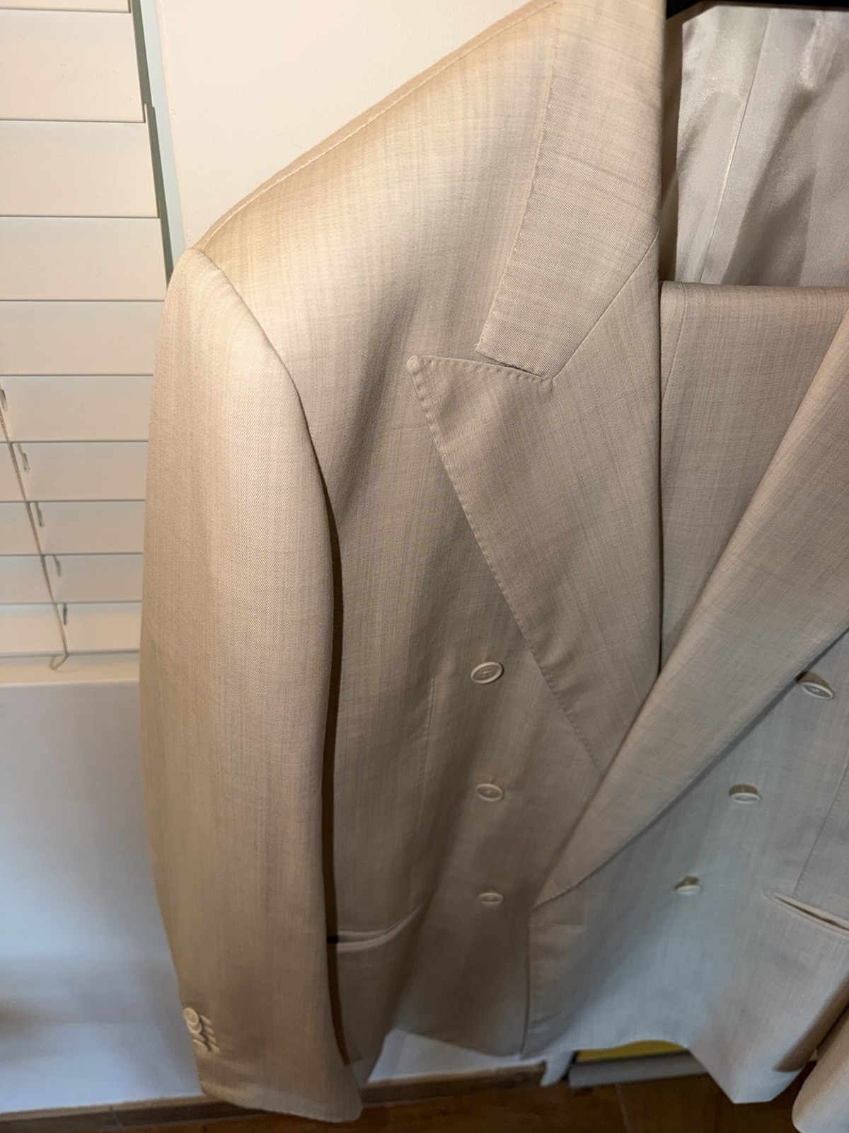 Suitsupply Beige/Sand Pure Wool TDouble-Breasted 2-Piece Suit Size 54EU/44US