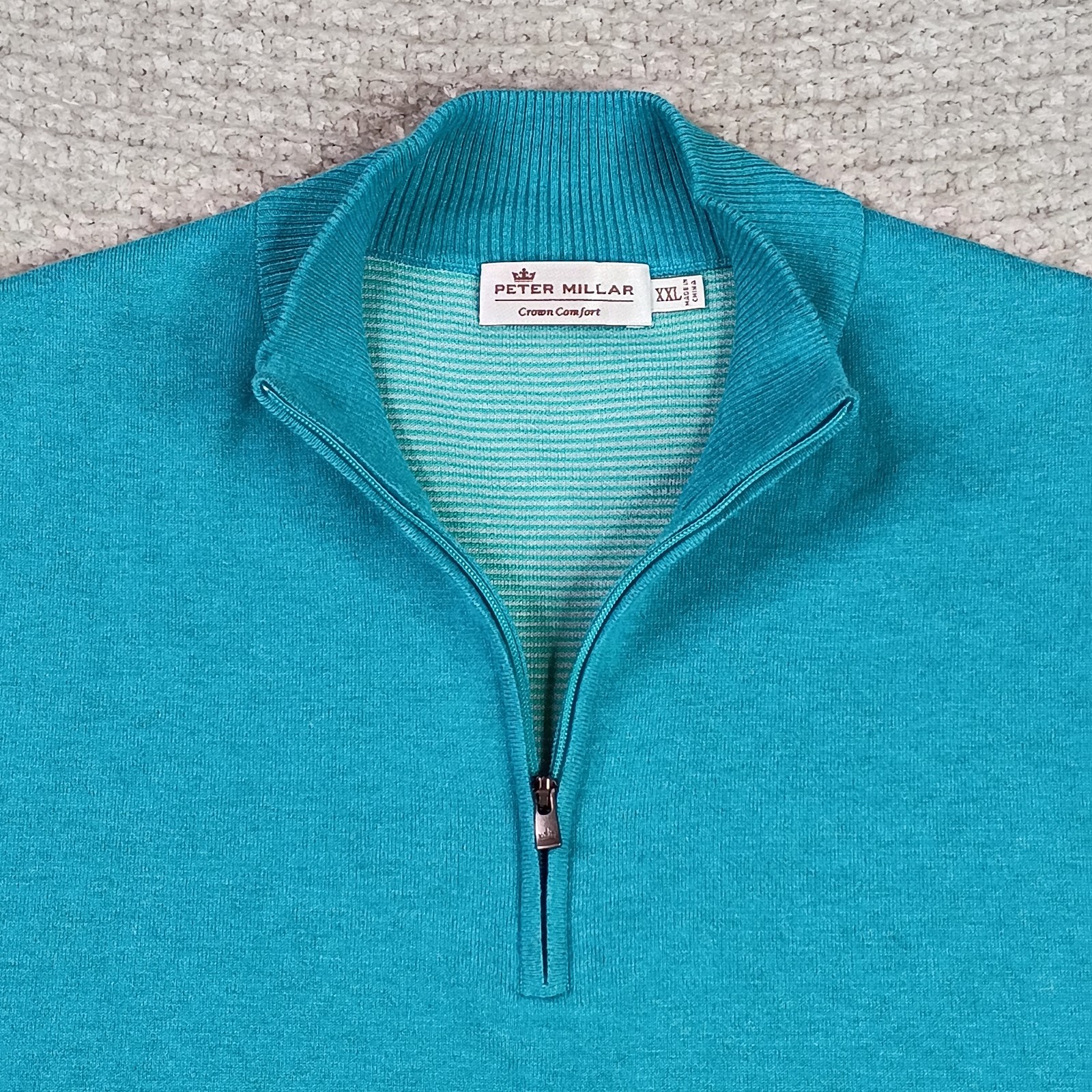 Peter Millar Mens 2XL Teal Crown Comfort Vest Pullover Zip Preppy Golf