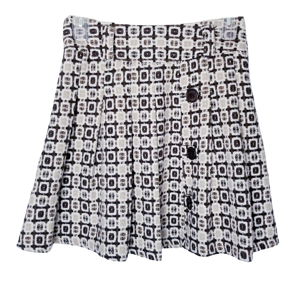 Pura Vida Pleated Skirt Women 2 Brown Tan Wool Blend Mini Lined Preppy Academia