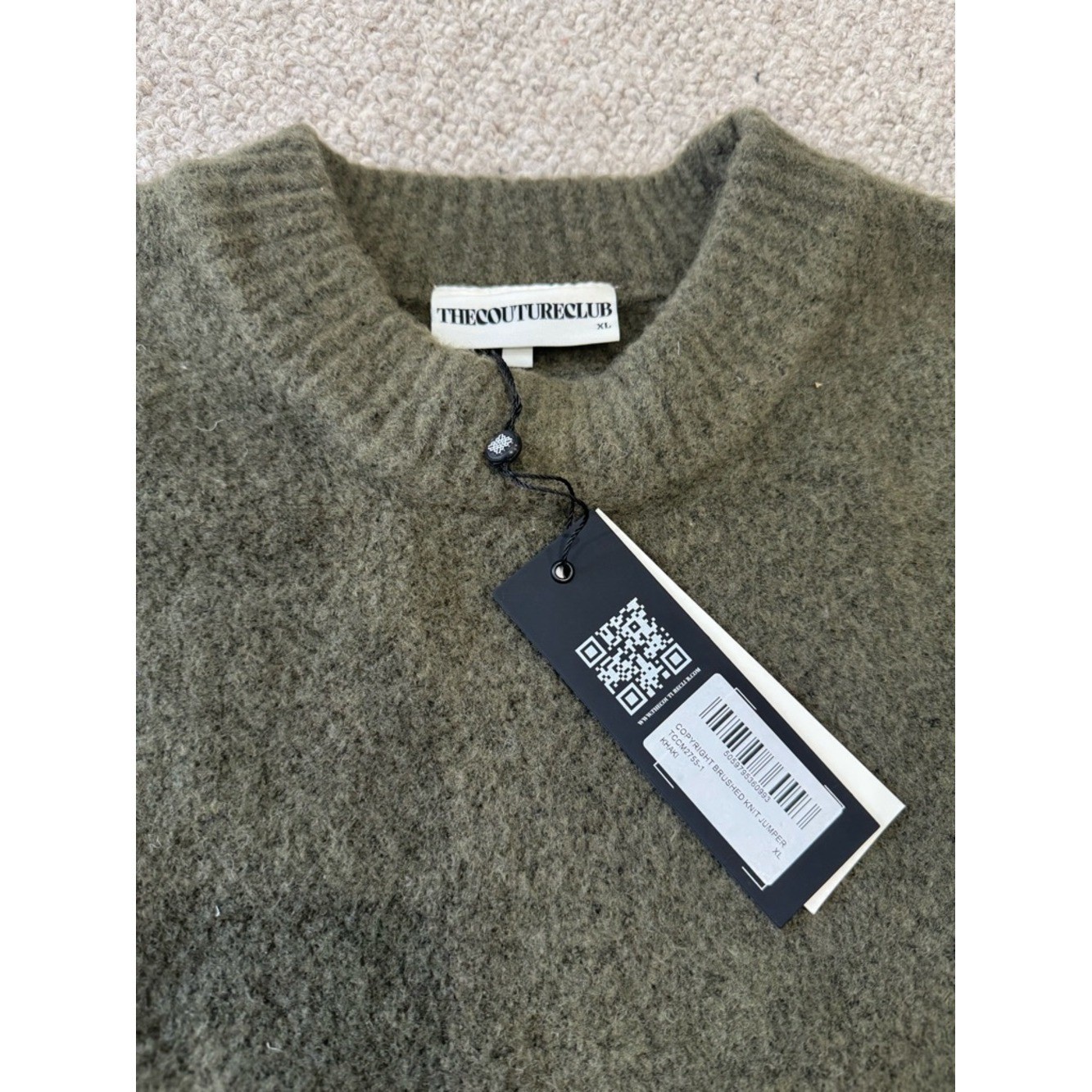 The Couture Club Size XL COPYRIGHT BRUSHED KNIT JUMPER in Khaki