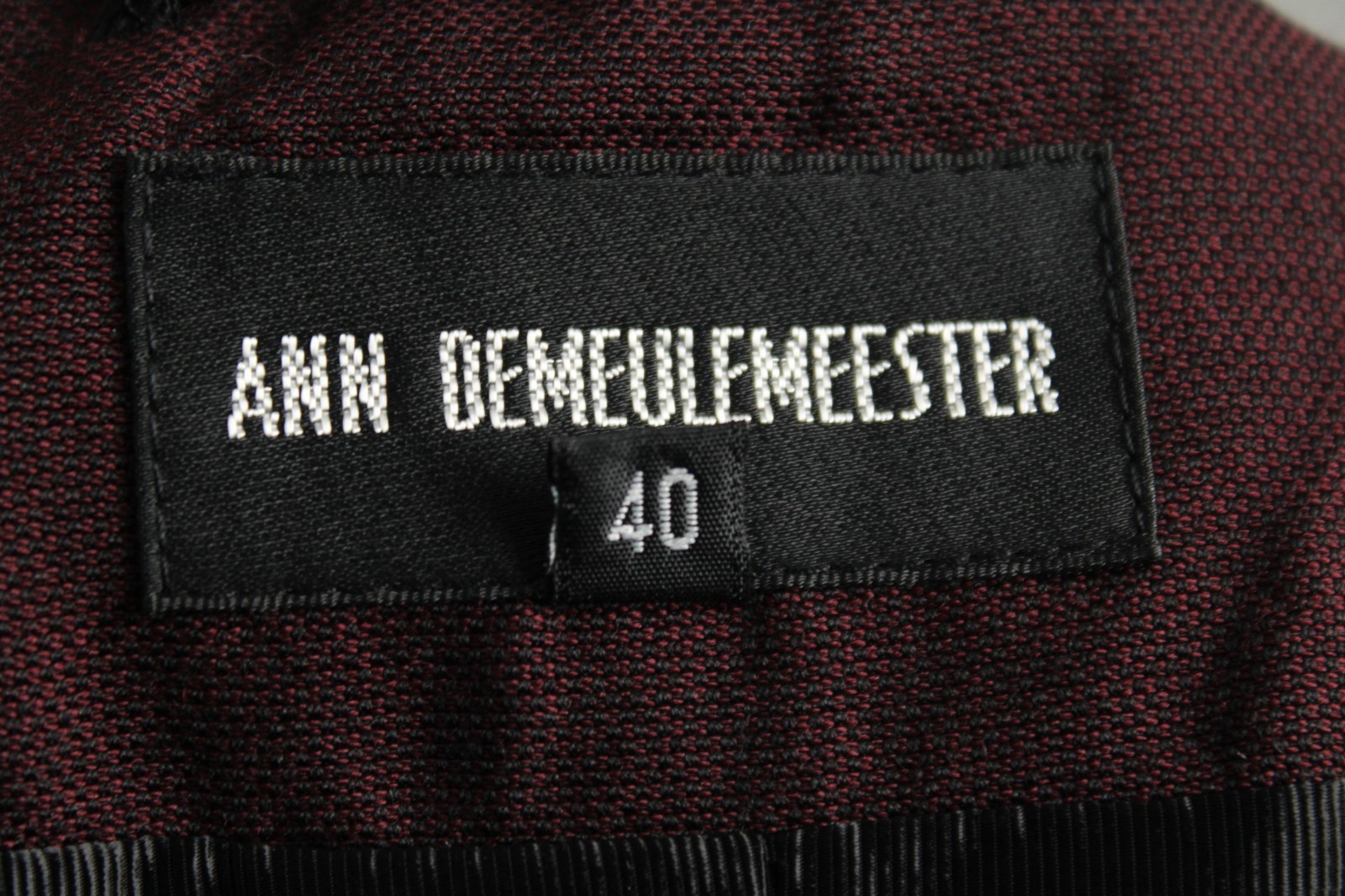 ANN DEMEULEMEESTER Bordeaux Red Wool-Silk Woven Blazer Jacket 40