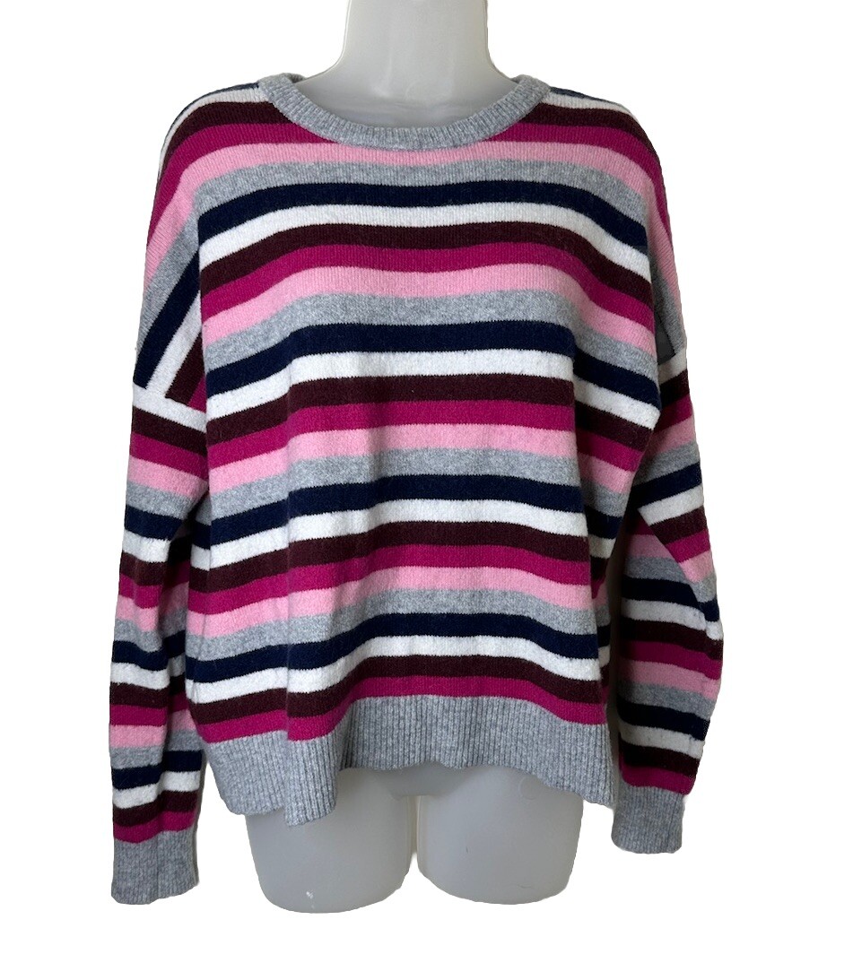 Court & Rowe Wool Blend Striped Long Sleeve Pullover Sweater Medium Soft Cozy