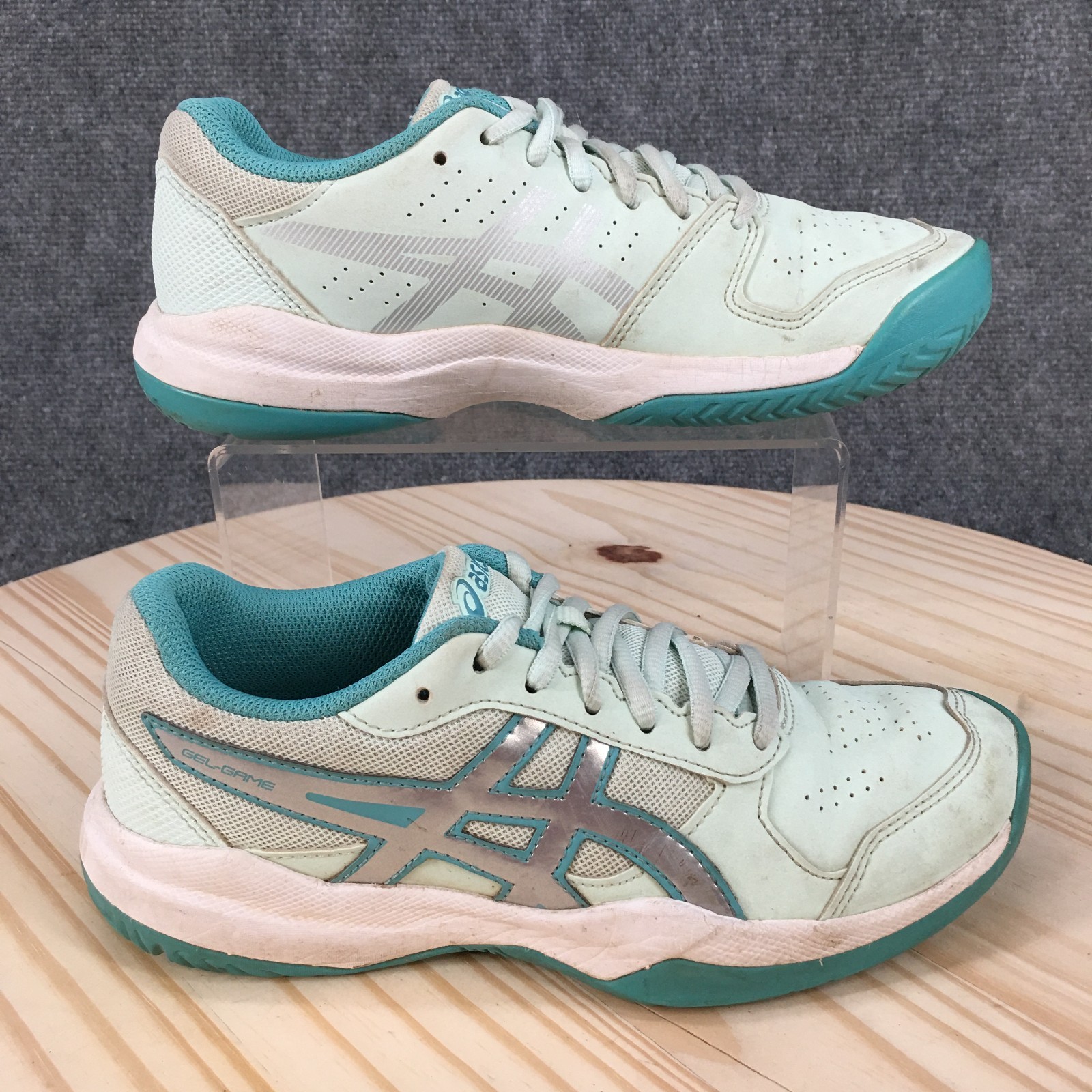 Asics Gel-Game 7 GS Tennis Shoes Youth 4 Lace Up Sneakers Low Top Blue White