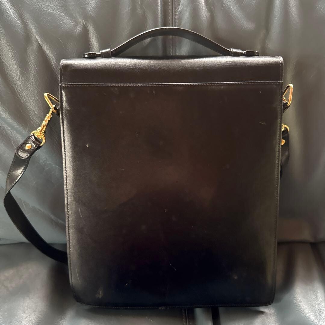 BALLY Black Leather 2Way Business Bag Dial Lock Shoulder Auth