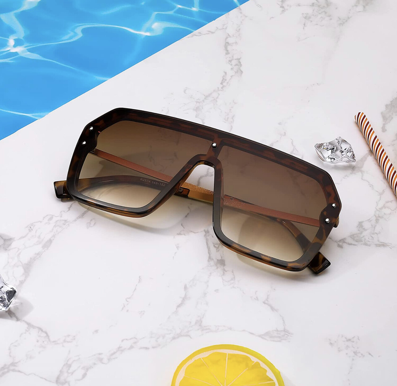 Fashion Oversize Flat Mirror Lens Square Large Men’s Women’s Miami Sunglasses