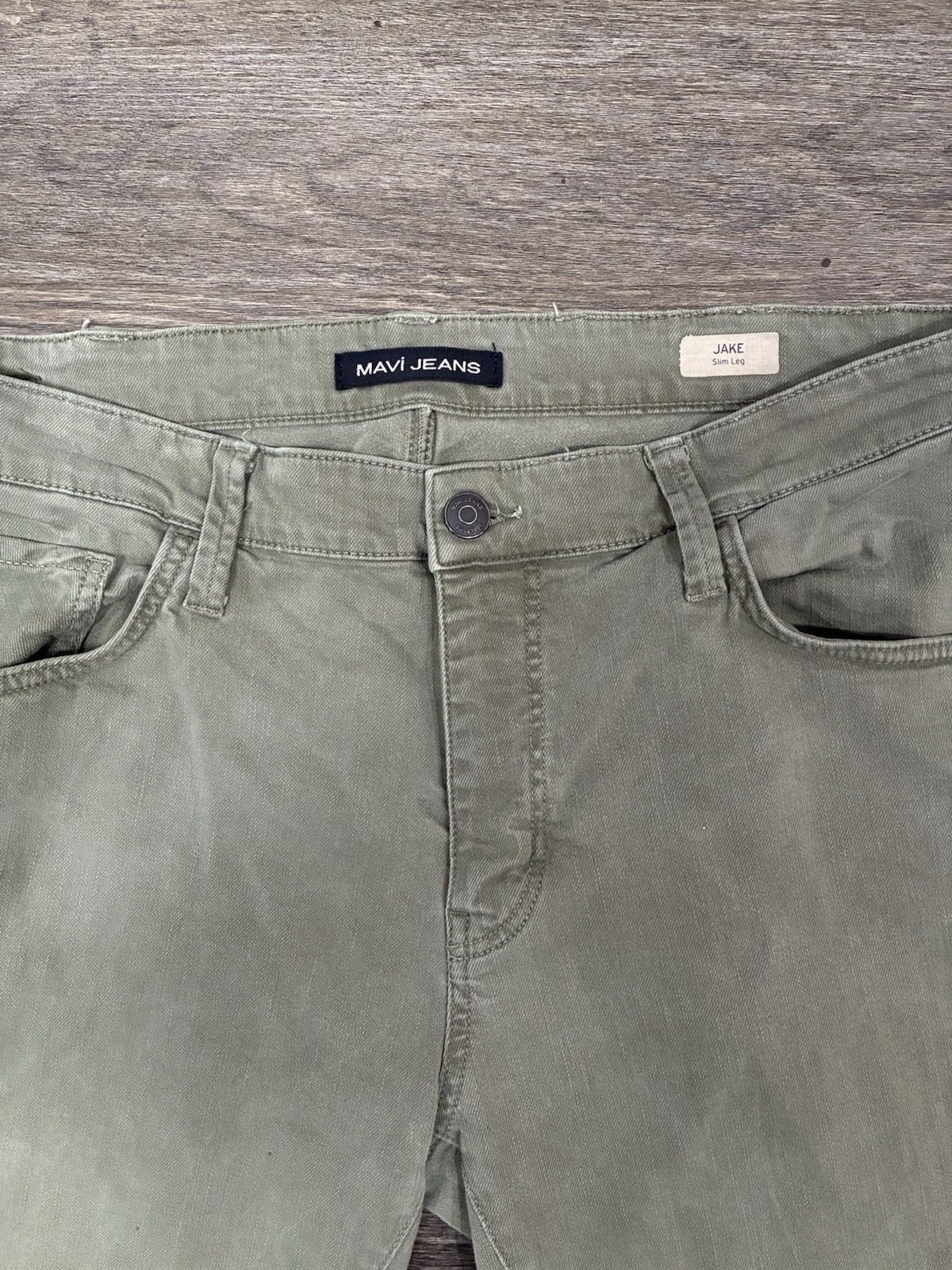 Mavi Jeans Men’s Slim Straight Mid Rise Medium Wash Green Denim Jeans