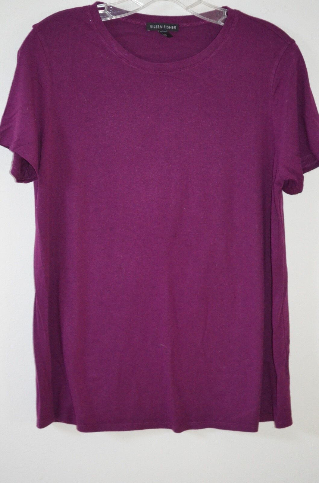 Eileen Fisher Purple 95% Viscose/5% Spandex Short Sleeve Knit Top Size S