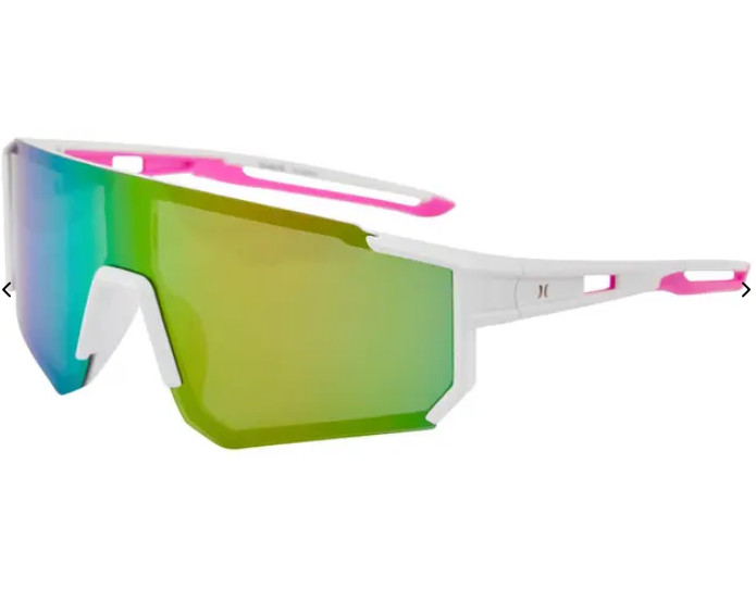 HURLEY Polarized Semi-Rim Shield White SUNGLASSES Rainbow Mirrored HSL1040OP NWT