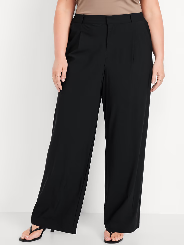 NWT Old Navy Sleek Tech BLACK High Rise Wide Leg Trouser Pants Women’s XXL