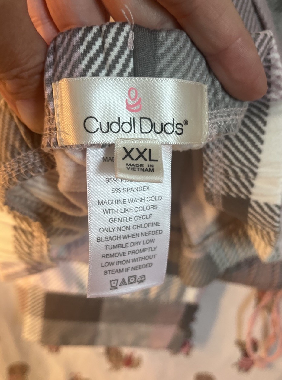 EUC Cuddle Duds Soft Womens XXL Pink Plaid Pajama Pants With Tie Pocket Pants
