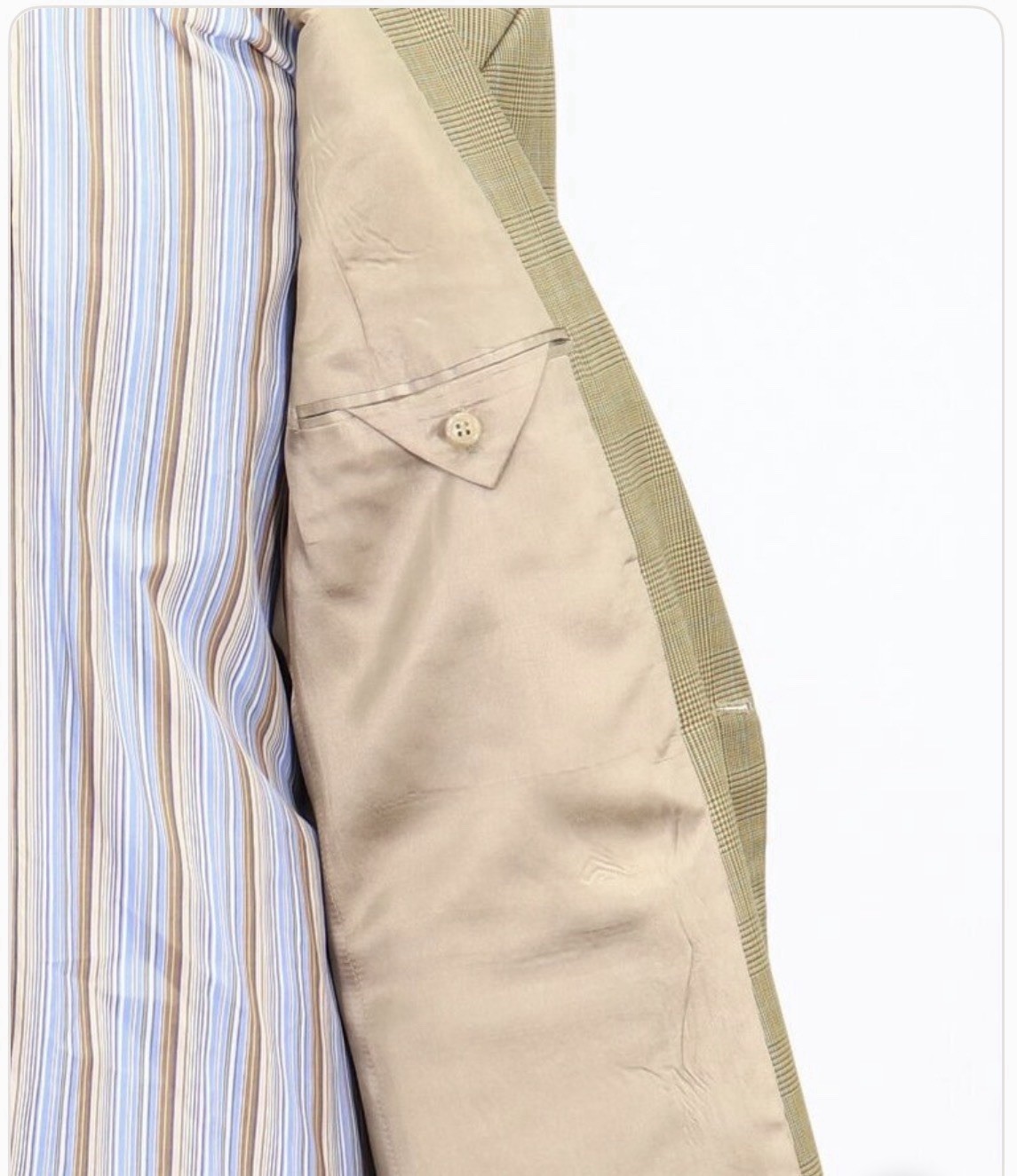 Bill Blass Men’s 46R Beige Wool Tweed Check Sport Coat Blazer Fully Lined
