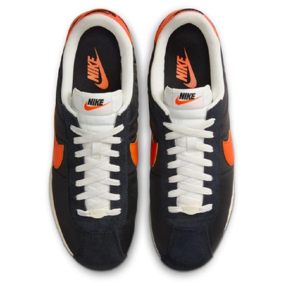 Nike Mens’ Cortez Textile Shoes – Black/Sail/Muslin/Safety Orange