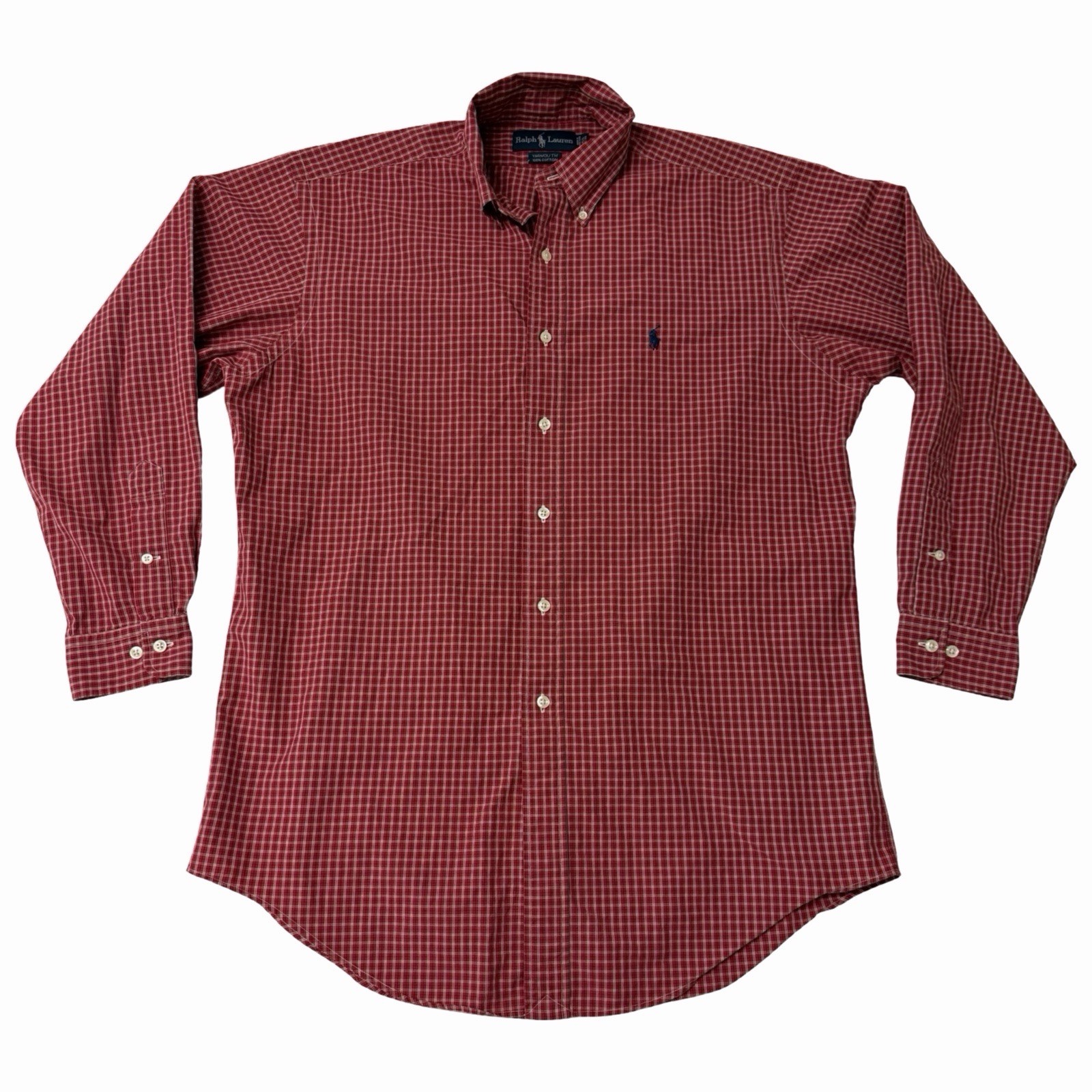 Ralph Lauren Custom Fit 15 1/2 32/33 Men’s Button Down Long Sleeve Red Plaid