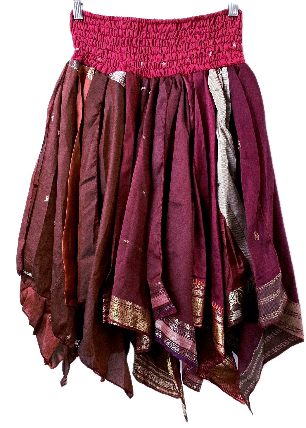 ~tav~ Silk Gypsy Fairy Pixie Peasant Asymmetrical Boho Handkerchief Skirt ~ #431
