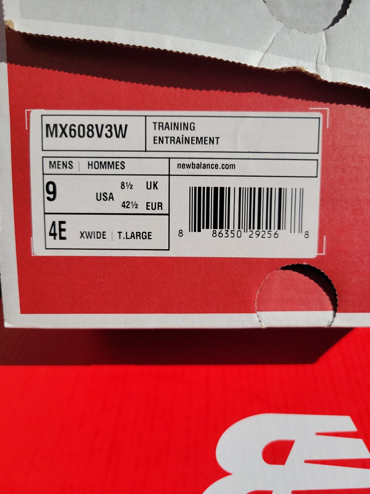 New Balance Men’s MX608V3W Size 9 – 4E Wide White & Navy **** New In Box ****
