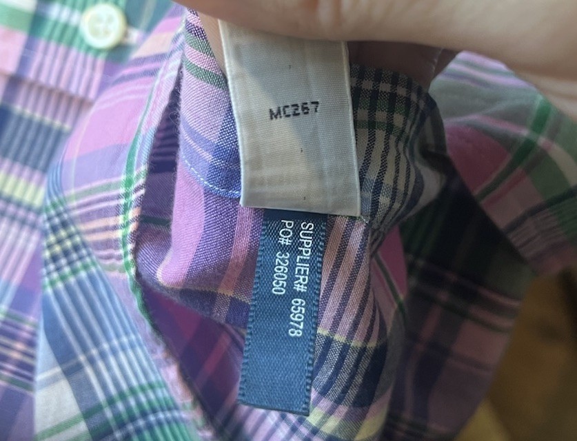 Ralph Lauren Custom Fit Long Sleeve Pink Green Purple Button Down Men’s XL