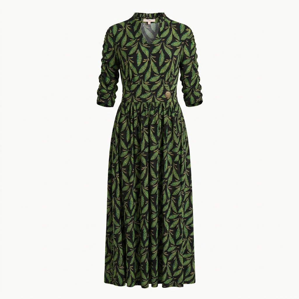 Jolie Moi Leaf Print Maxi Dress – Size 14 / EU 42