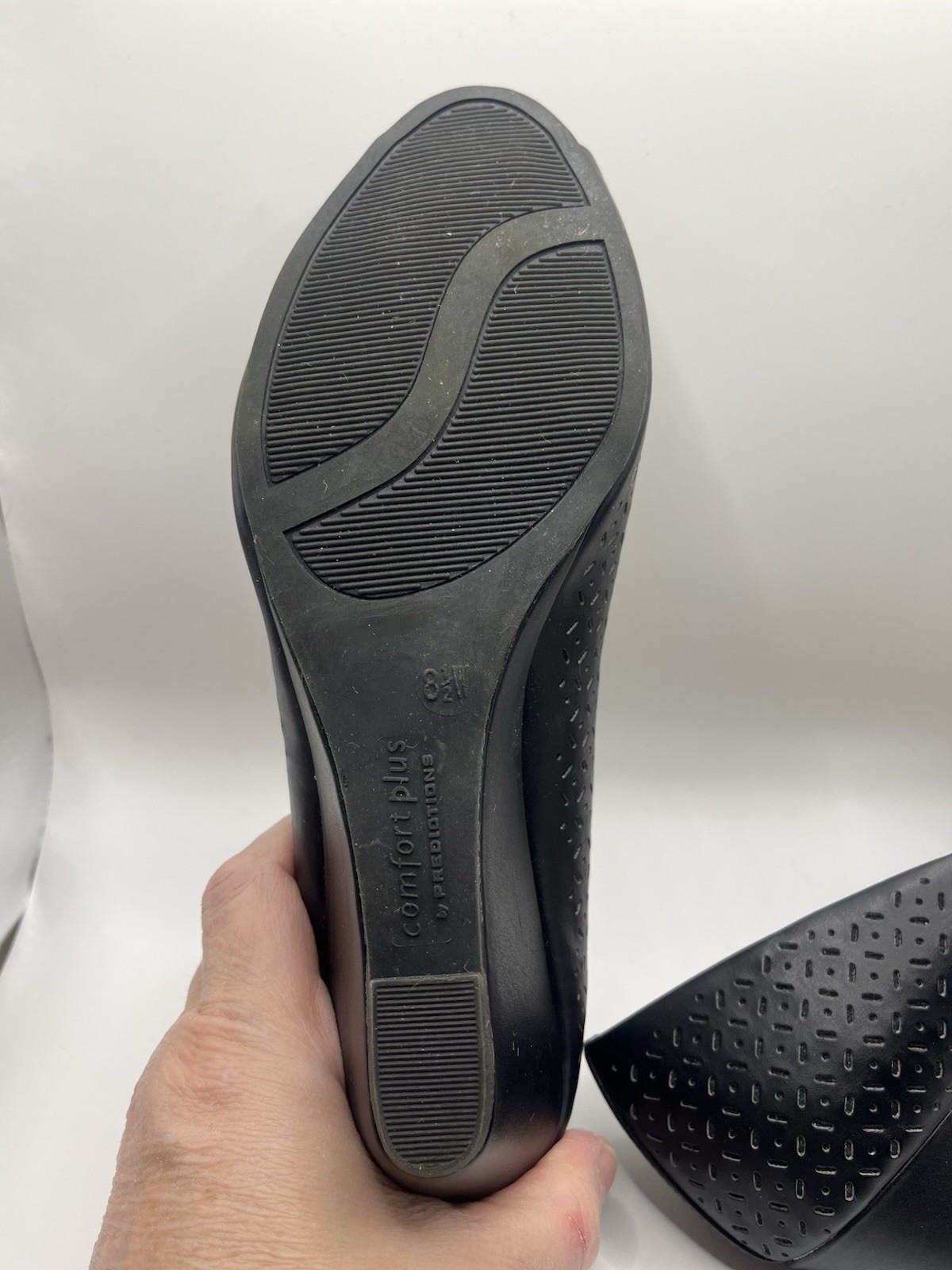 Comfort Plus by Predictions Black Peep Toe Wedge Pumps Cushioned Women’s 8.5W