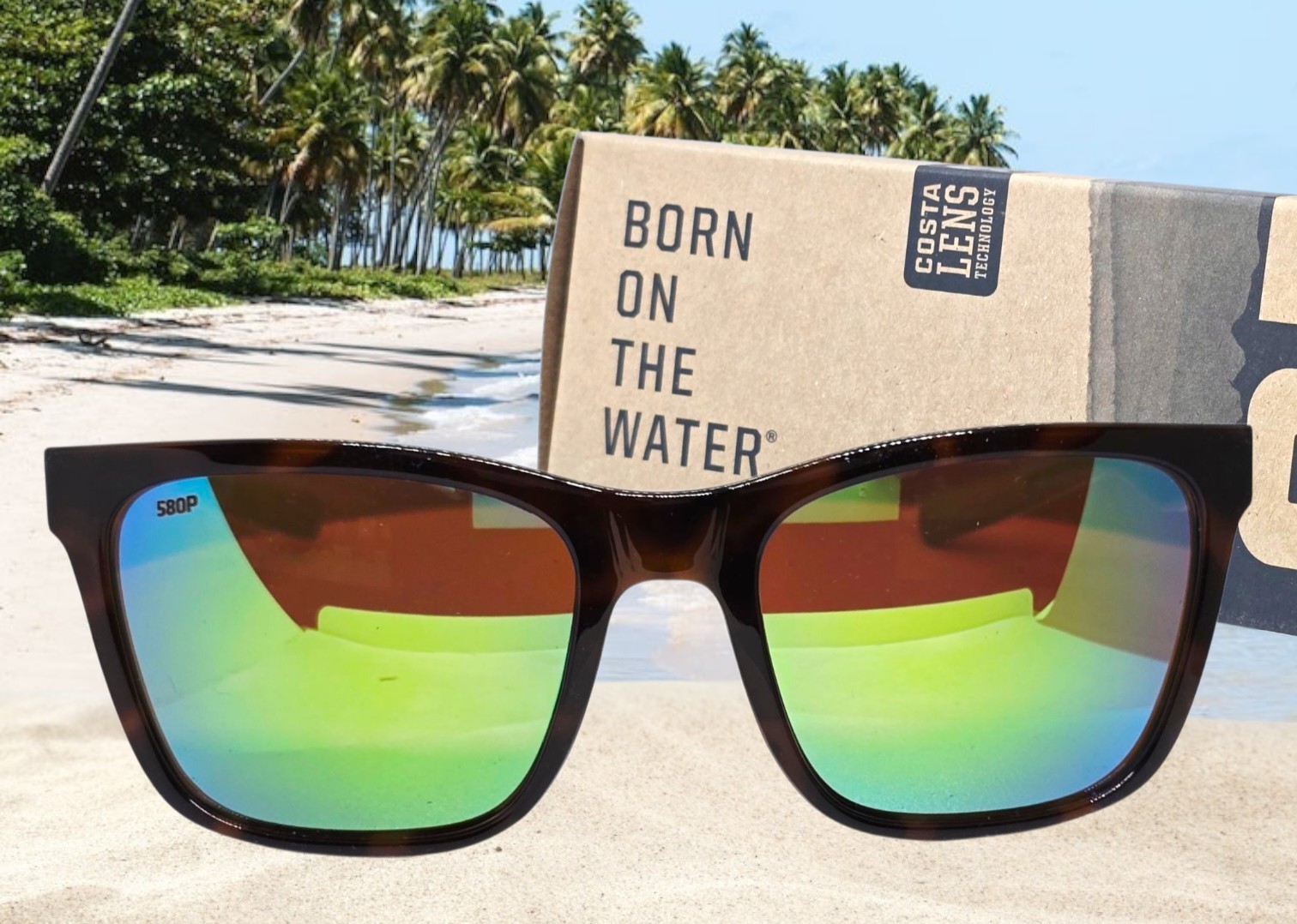 COSTA DEL MAR shiny tortoise/green mirror PANGA polarized 580P sunglasses NEW!