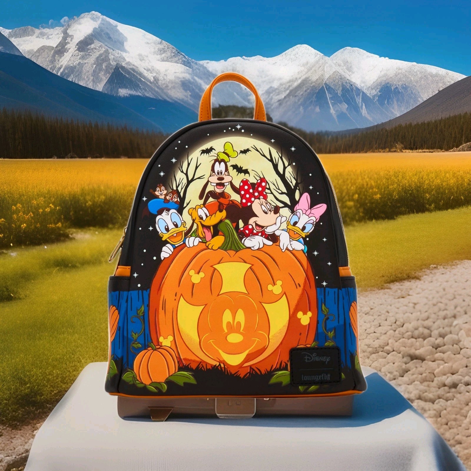 Loungefly 🎃 Mickey Mouse & Friends GLOW Halloween Pumpkin Mini Backpack LF12