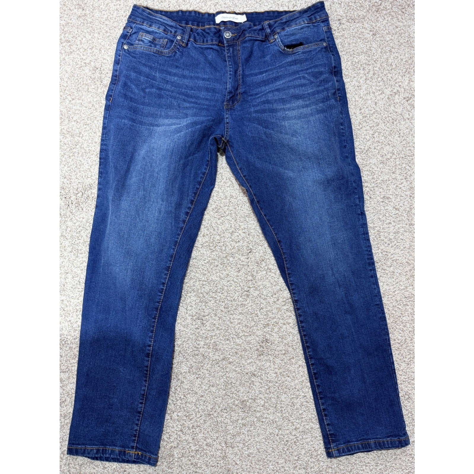 Stitches & Rivets Denim Jeans Mens 40 x 31 Blue Straight Leg Stretch Workwear