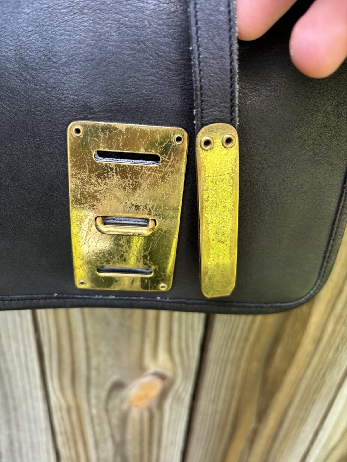 RARE Coach Pre Creed 1973 1970s Leather Hasp Bag Shoulder Bonnie Cashin Black