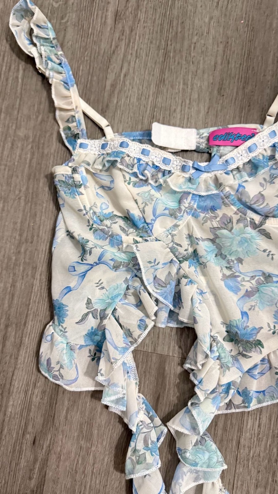 Edikted Floral Cascade Ruffle Bra Top